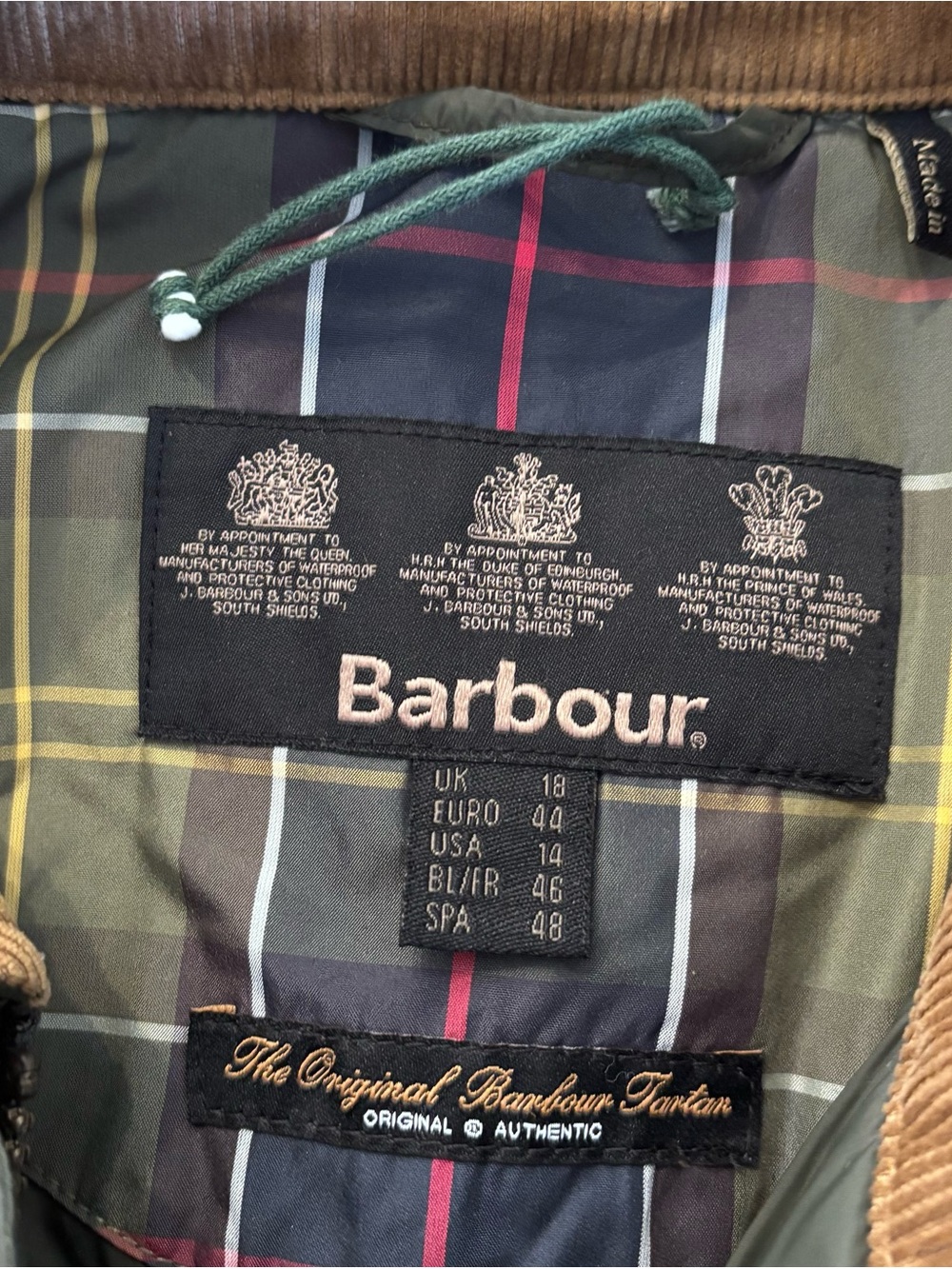 Barbour Olive Quilted Long Puffer with Tan Collar - Picture 4 of 4